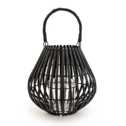 Matt Black Slatted Candle Lantern -Home Decoration 1 1