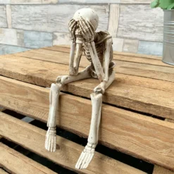 White See No Evil Skeleton Figurine