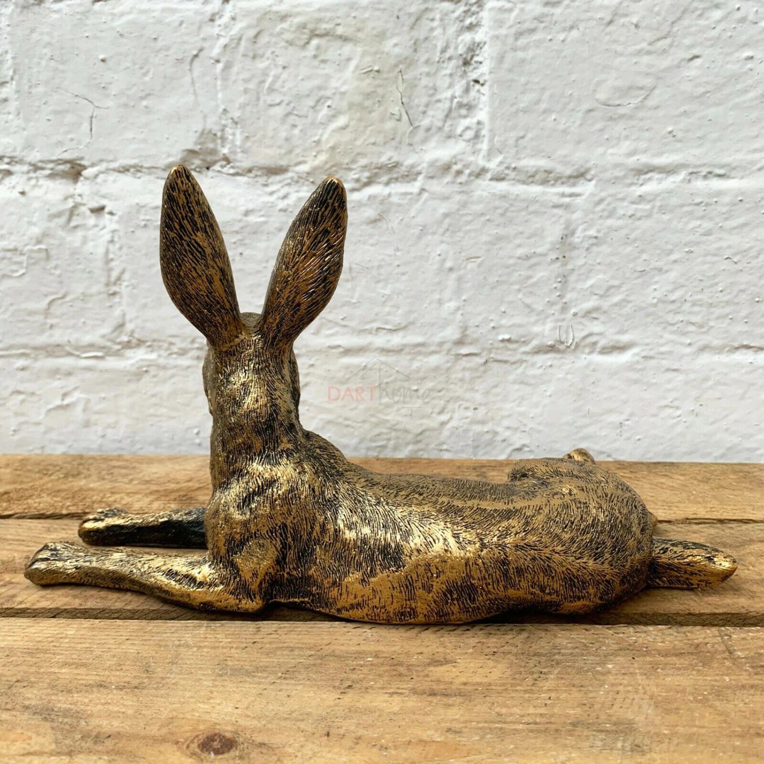 Resin Gold Lying Hare Sculpture 24cm 4 Resin Gold Lying Hare Sculpture 24cm - Image 4