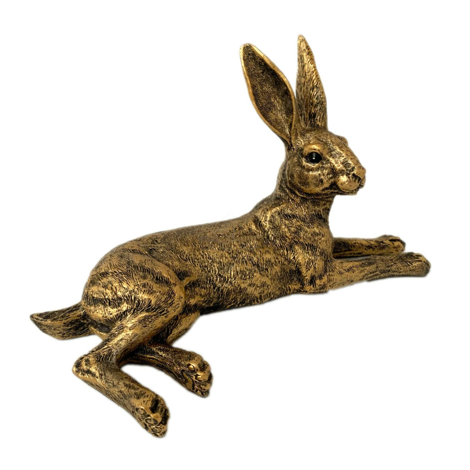 Resin Gold Lying Hare Sculpture 24cm 6 Resin Gold Lying Hare Sculpture 24cm - Image 6