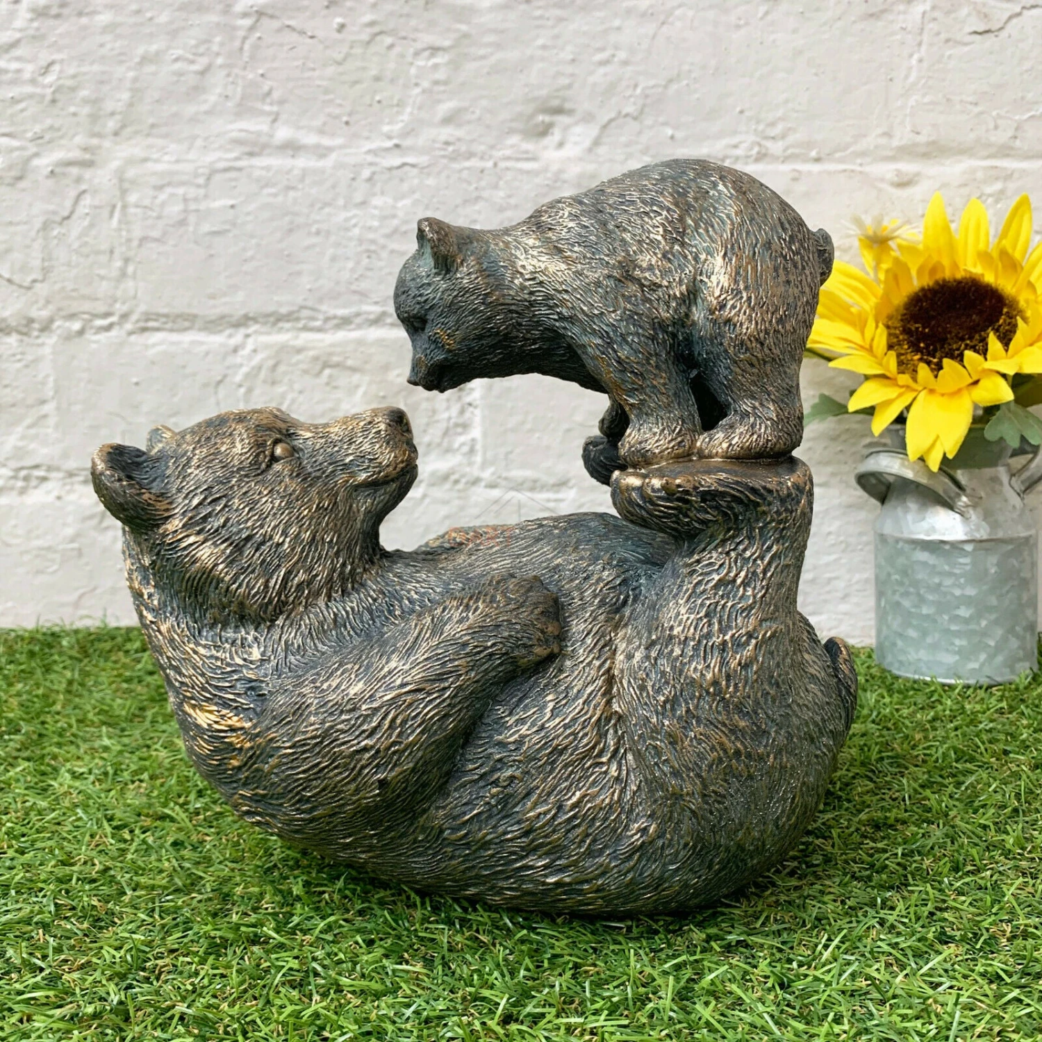 Resin Playful Bear & Cub Garden Ornament 1 Resin Playful Bear & Cub Garden Ornament