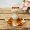 Ceramic Sitting Yoga Ginger Cat Novelty Sculpture