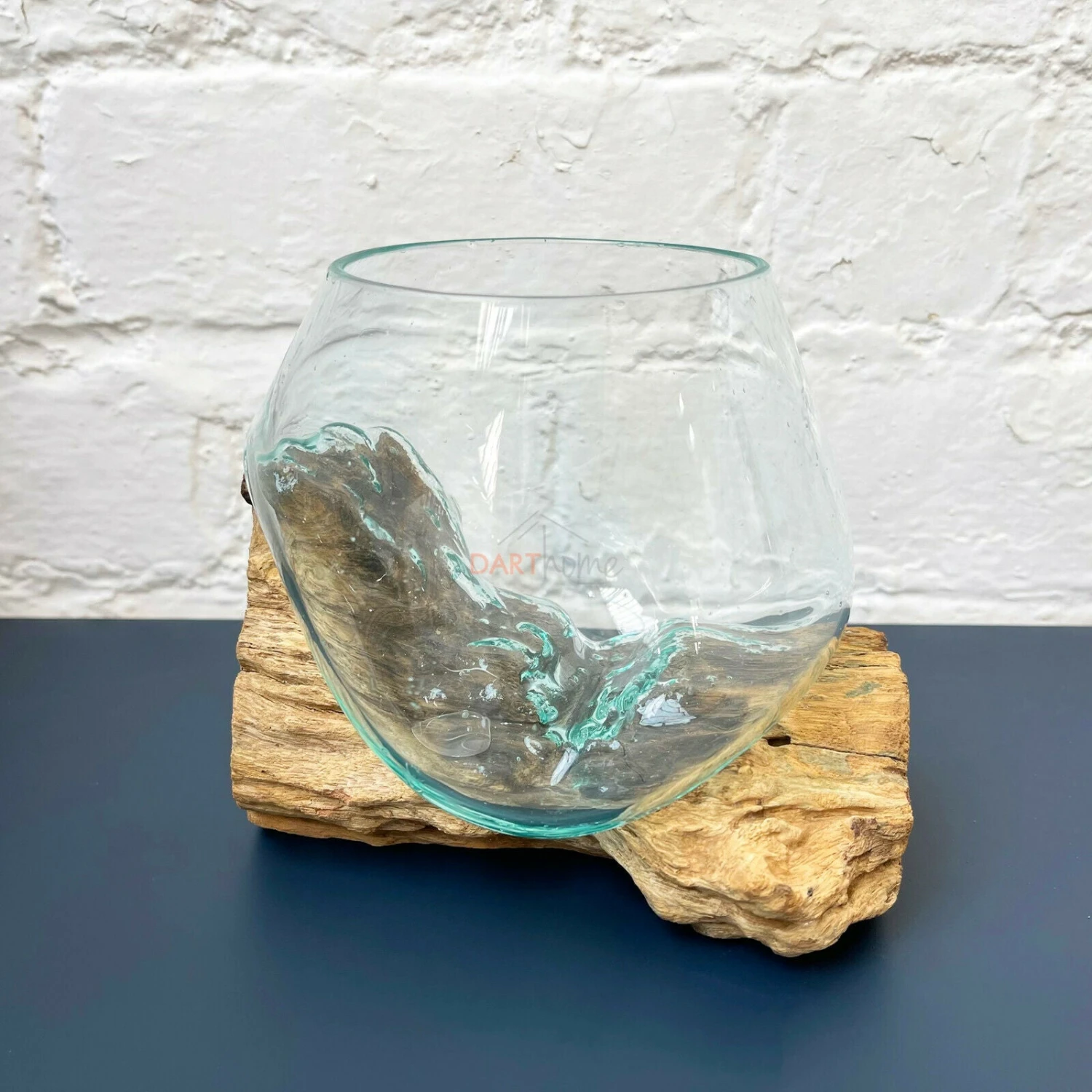 Teak Root Stand W/ Molten Glass Tea Light Bowl Large 1 Teak Root Stand W/ Molten Glass Tea Light Bowl Large