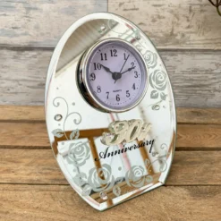 30th Pearl Wedding Anniversary Mirrored Clock