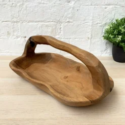 Large Teak Root Wood Long Trug Bowl 40cm