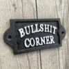 BS Corner Black Cast Iron Wall Sign