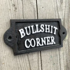 BS Corner Black Cast Iron Wall Sign
