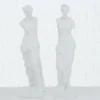 Set Of 2 Ancient White Stone Standing Venus Statue 30cm