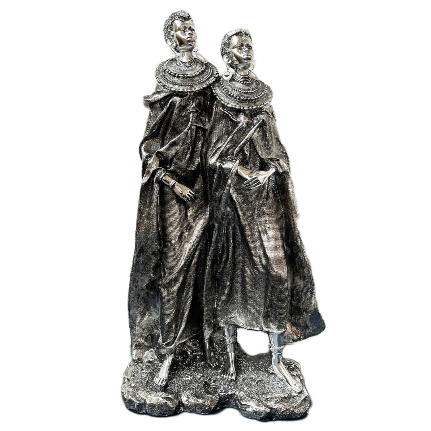 Large Silver Masai Couple Ornament 4 Large Silver Masai Couple Ornament - Image 4