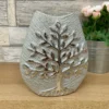 Champagne Silver Ceramic Tree Of Life Wide Vase