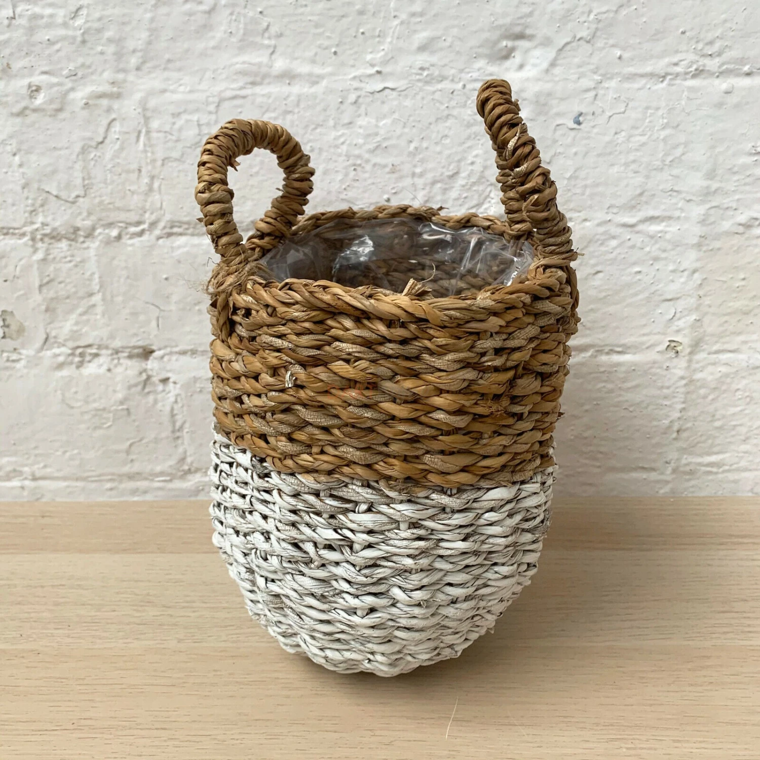 Set Of 3 Two Tone Lined Seagrass Planters 2 Set Of 3 Two Tone Lined Seagrass Planters - Image 2