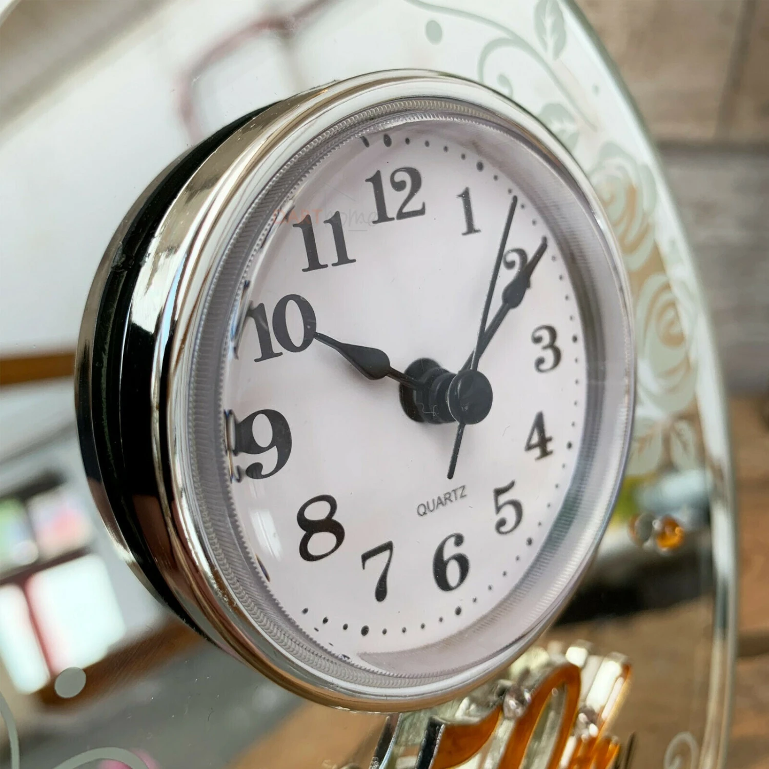 50th Golden Wedding Anniversary Mirror Clock 16cm 2 50th Golden Wedding Anniversary Mirror Clock 16cm - Image 2