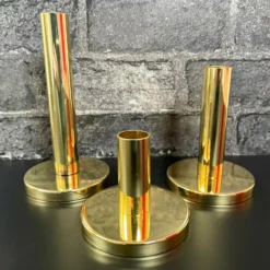 Set Of 3 Metallic Gold Candle Stick Holders