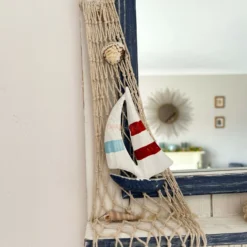 Wooden Beach Hut Nautical Bathroom Wall Mirror 2x Key Hooks -Home Decoration 3 336dac21 86e5 4f1b 940c 131eaab0b46a