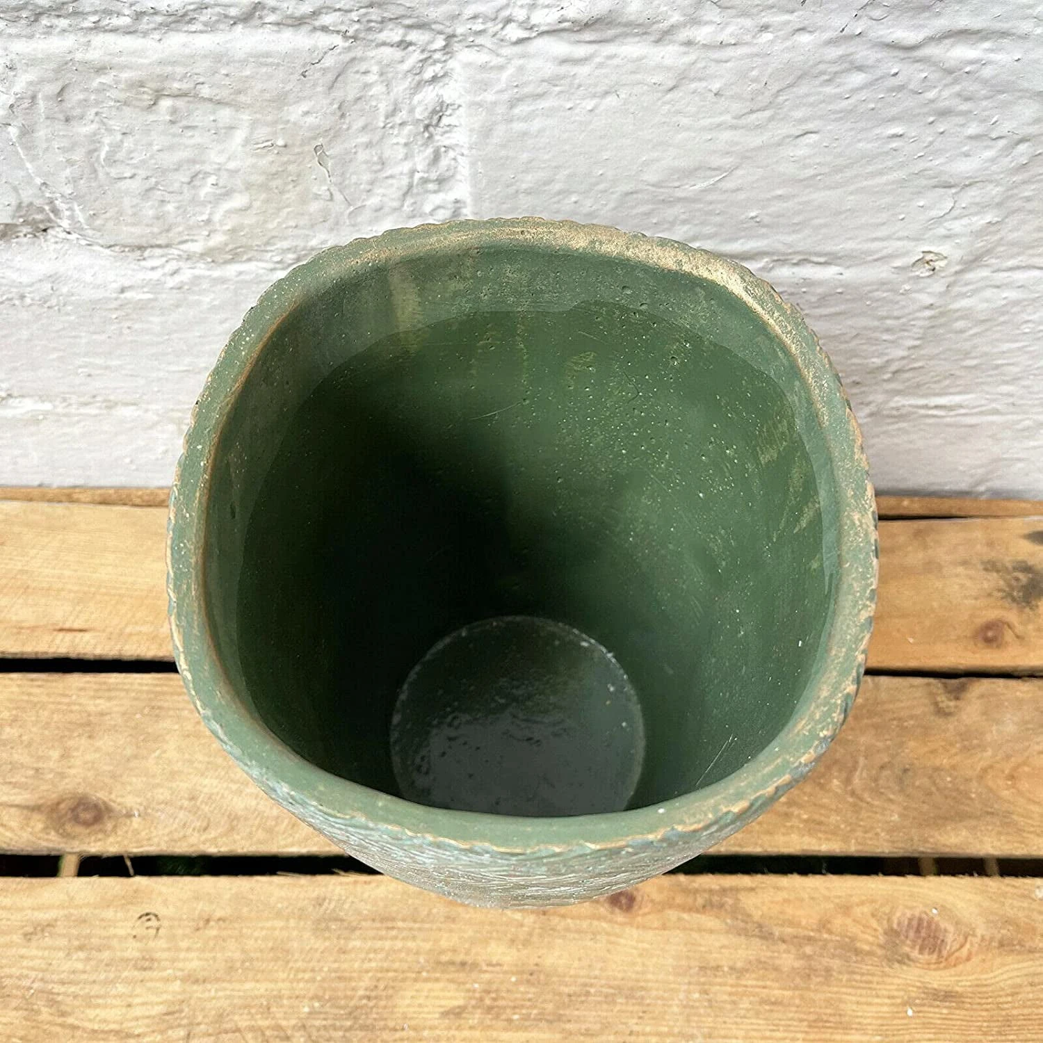 Cement Tall Diamond Plant Pot 20cm - Green & Gold 4 Cement Tall Diamond Plant Pot 20cm - Green & Gold - Image 4