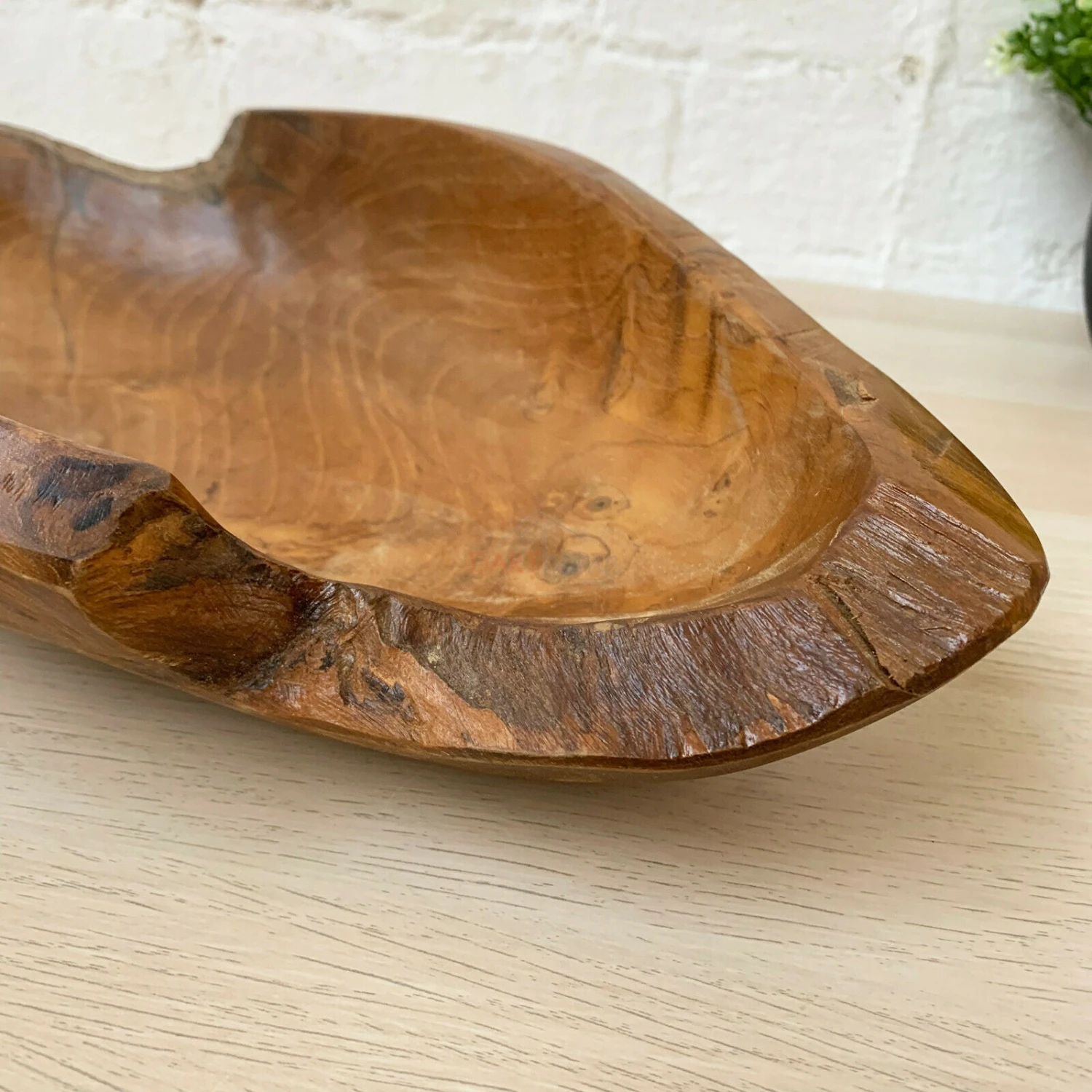 Teak Root Wood Long Bowl 35cm 7 Teak Root Wood Long Bowl 35cm - Image 7