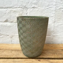 Cement Tall Diamond Plant Pot 17cm - Green & Gold -Home Decoration 41 1acb1710 3b94 46cb 94bb b7715101e06b