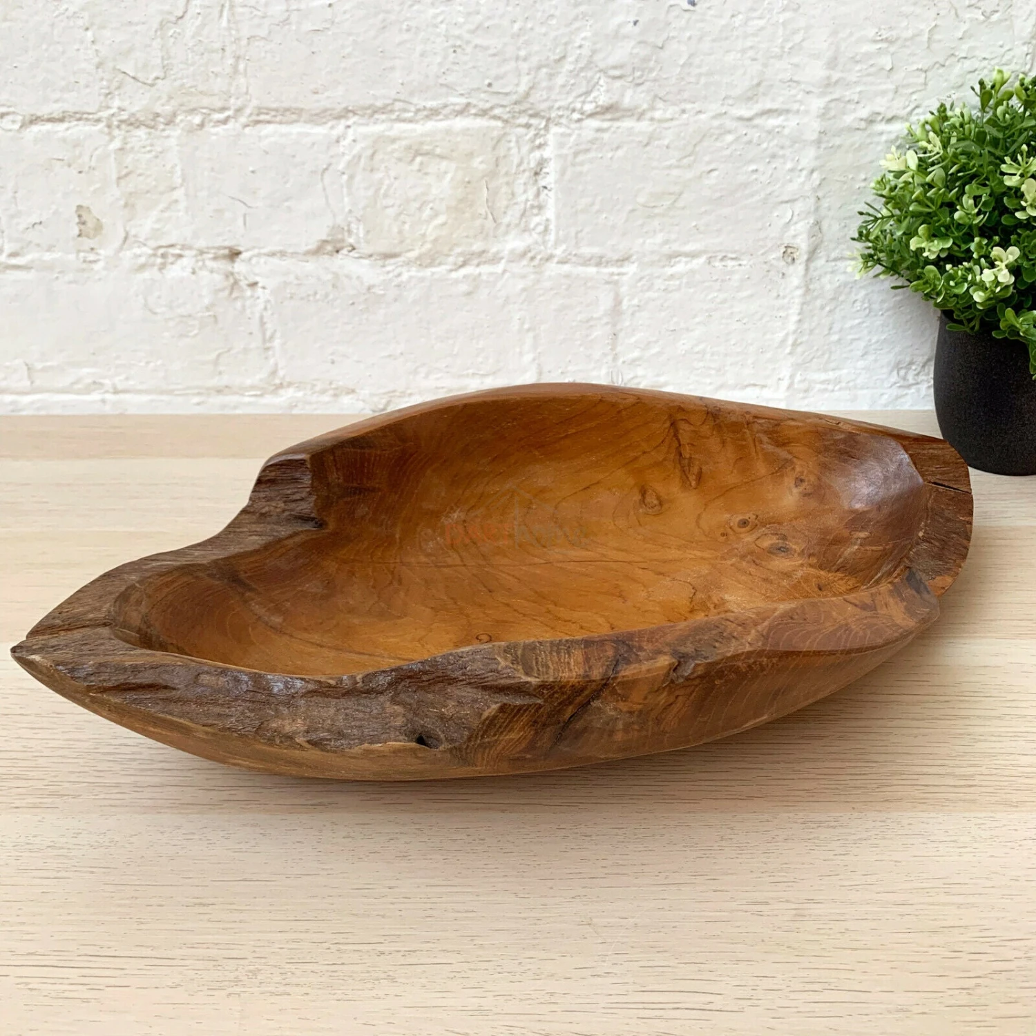 Teak Root Wood Long Bowl 35cm 9 Teak Root Wood Long Bowl 35cm - Image 9