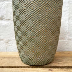 Cement Tall Diamond Plant Pot 17cm - Green & Gold -Home Decoration 43 e556d618 e425 4321 bae4 b837c87165d1