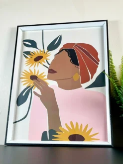Woman & Sunflowers Framed Print Wall Art -Home Decoration 4 9ace245f 4a76 4031 a54d 10e2c1e53508