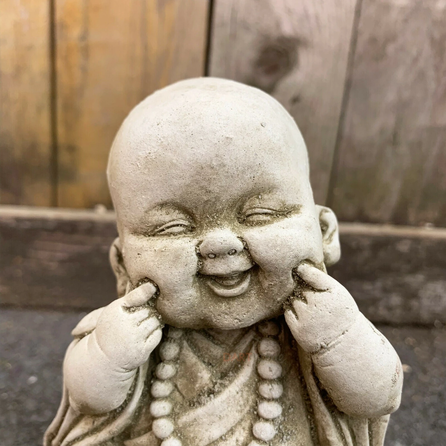 Stone Happy Monk Garden Statue 18cm 2 Stone Happy Monk Garden Statue 18cm - Image 2