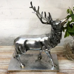 Silver Stag On Base Ornament