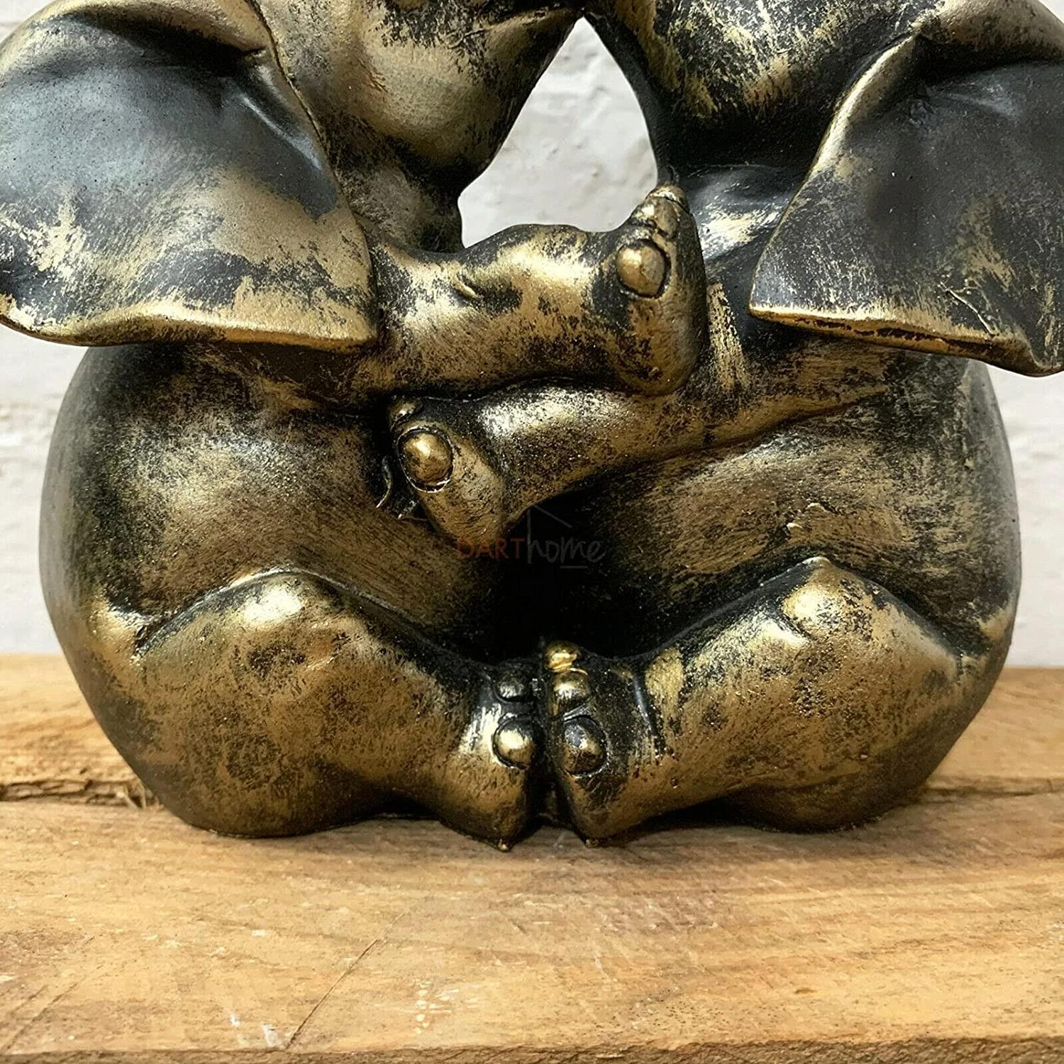 Distressed Gold Resin Love Elephant Ornament 5 Distressed Gold Resin Love Elephant Ornament - Image 5