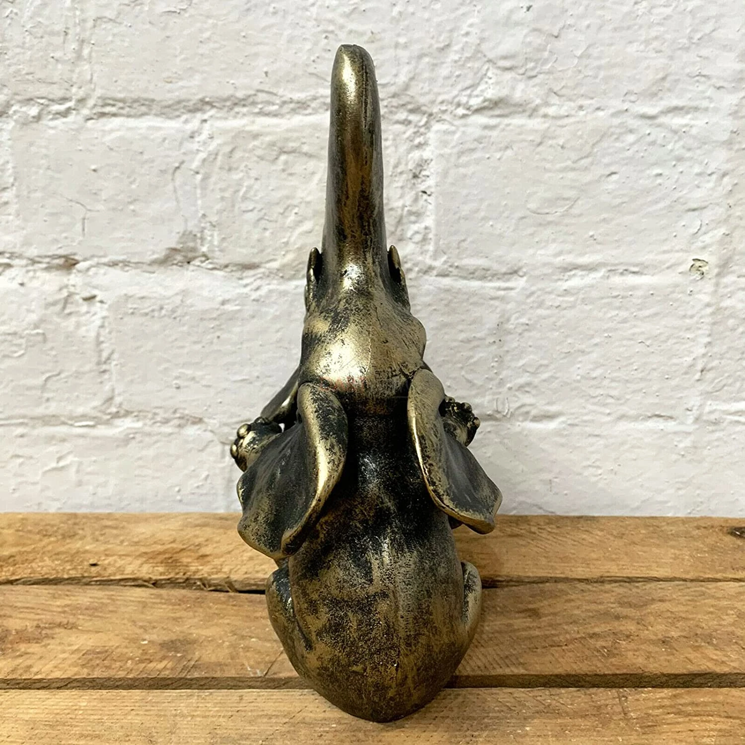 Distressed Gold Resin Love Elephant Ornament 6 Distressed Gold Resin Love Elephant Ornament - Image 6