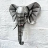 Silver Resin Elephant Bust Wall Ornament 21cm
