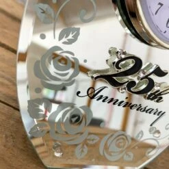 25th Silver Wedding Anniversary Mirrored Clock -Home Decoration 90 b9c517a5 fb7c 46f1 9b74 ea98810d9558