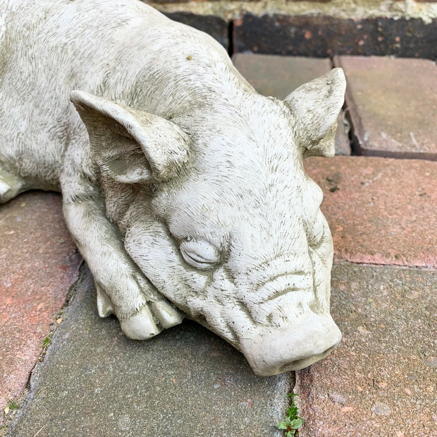 Stone Sleeping Pig Garden Sculpture 5 Stone Sleeping Pig Garden Sculpture - Image 5