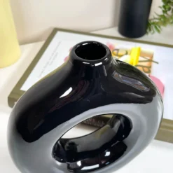 Ceramic Black Donut Vase -Home Decoration IMG 2604.JPEG edited4