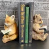 Resin Reading Fox & Bear Animal Bookends