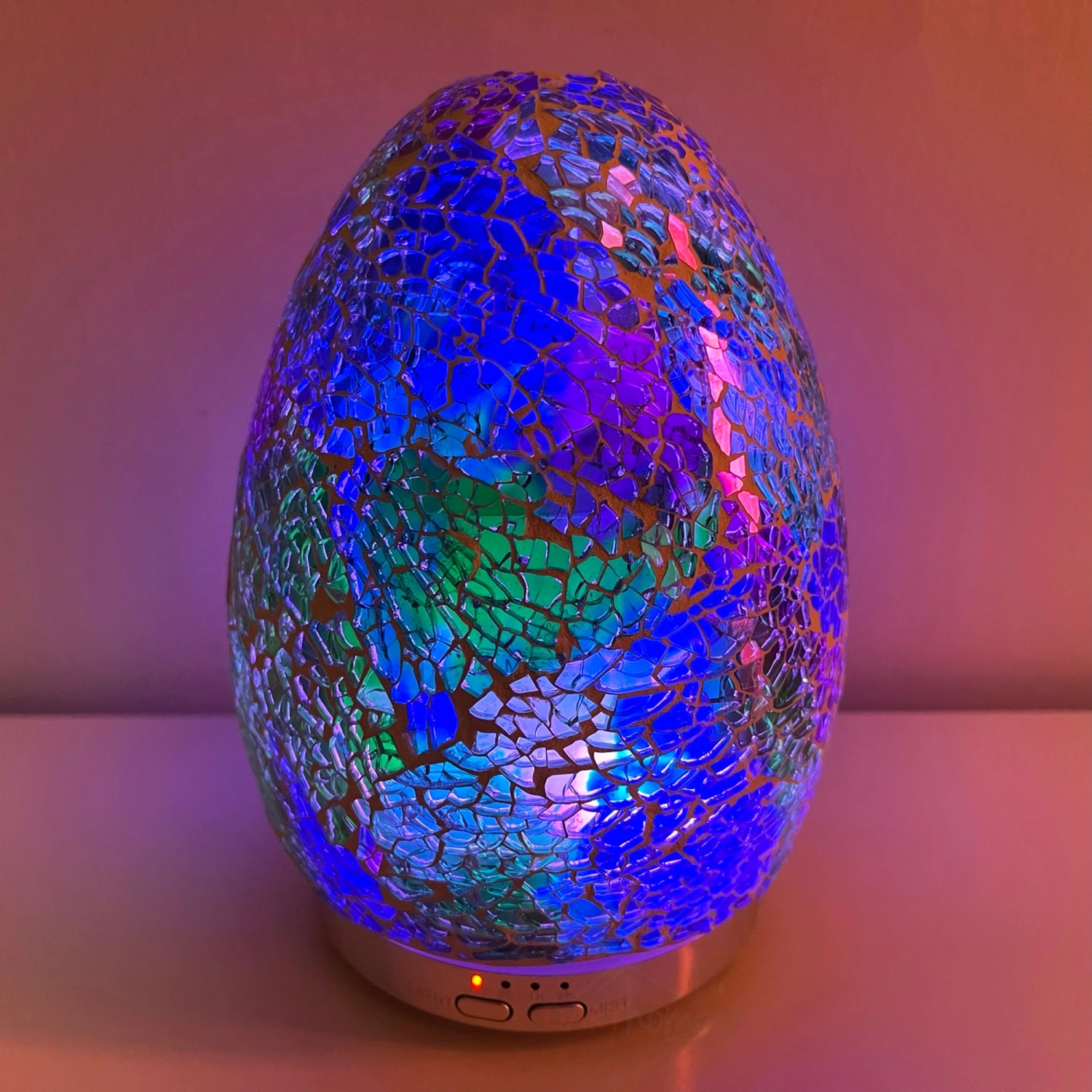 Colour Changing Crackle Mosaic Egg Humidifier 2 Colour Changing Crackle Mosaic Egg Humidifier - Image 2