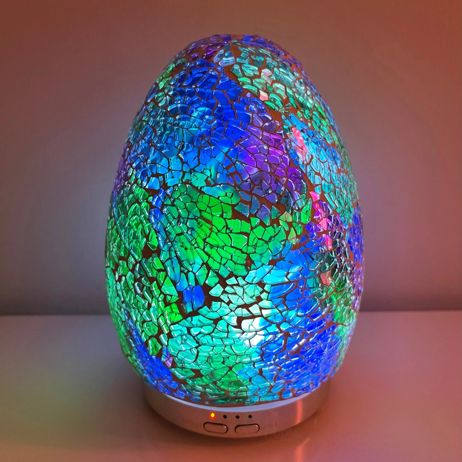 Colour Changing Crackle Mosaic Egg Humidifier 1 Colour Changing Crackle Mosaic Egg Humidifier