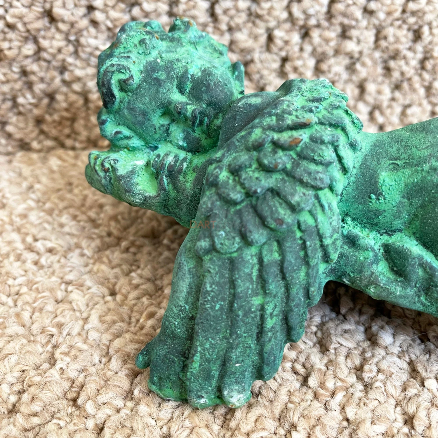 Verdigris Cast Iron Sleeping Cherub Ornament 3 Verdigris Cast Iron Sleeping Cherub Ornament - Image 3