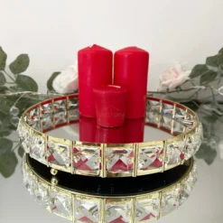 Gold Crystal Mirrored Candle Plate