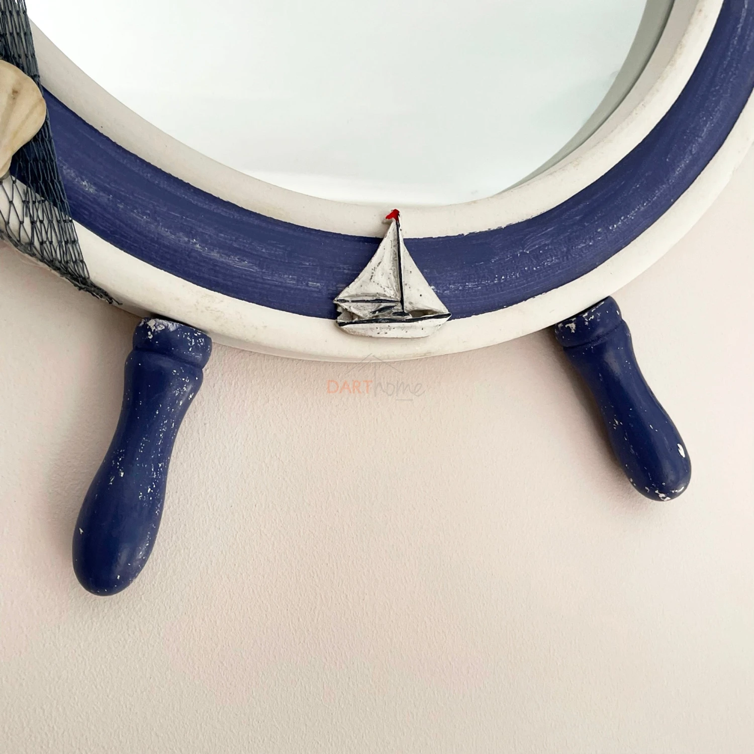 Wooden Ships Wheel Wall Mirror 60cm 2 Wooden Ships Wheel Wall Mirror 60cm - Image 2