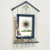 Wooden Beach Hut Nautical Bathroom Wall Mirror 2x Key Hooks
