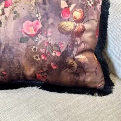 Fringed Boho Floral Velvet Cushion -Home Decoration IMG 5235 JPEG
