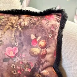 Fringed Boho Floral Velvet Cushion -Home Decoration IMG 5236 JPEG