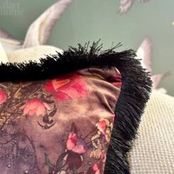 Fringed Boho Floral Velvet Cushion -Home Decoration IMG 5238 JPEG