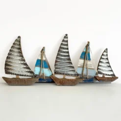 Wood & Metal Sailing Boat Wall Art 63cm