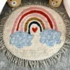 Tufted Cotton Rainbow Rug With Tassels 90cm