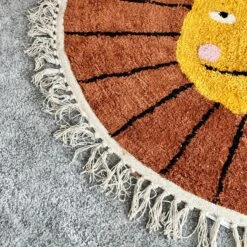 Tufted Cotton Lion Floor Rug With Tassels -Home Decoration IMG 5460 JPEG