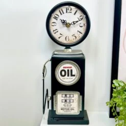 Black Petrol Pump Table Clock