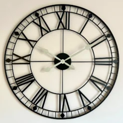 Black Metal Skeleton 75cm Wall Clock