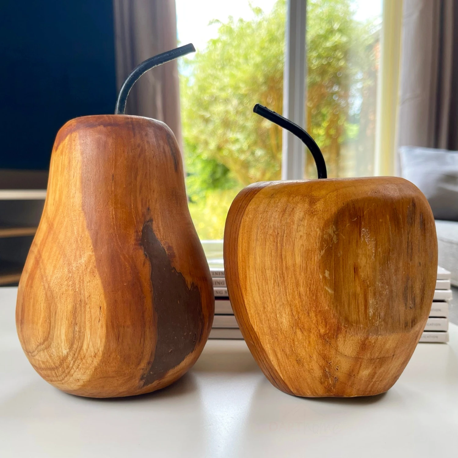Teak Wood Apple & Pear Ornaments 1 Teak Wood Apple & Pear Ornaments