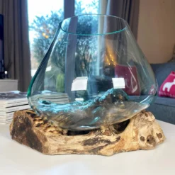 Large Molten Glass Bowl On Teak Root Stand 16 Large Molten Glass Bowl On Teak Root Stand -Home Decoration IMG 7353 JPEG