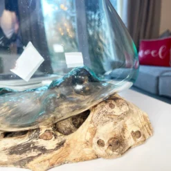 Large Molten Glass Bowl On Teak Root Stand 18 Large Molten Glass Bowl On Teak Root Stand -Home Decoration IMG 7355 JPEG